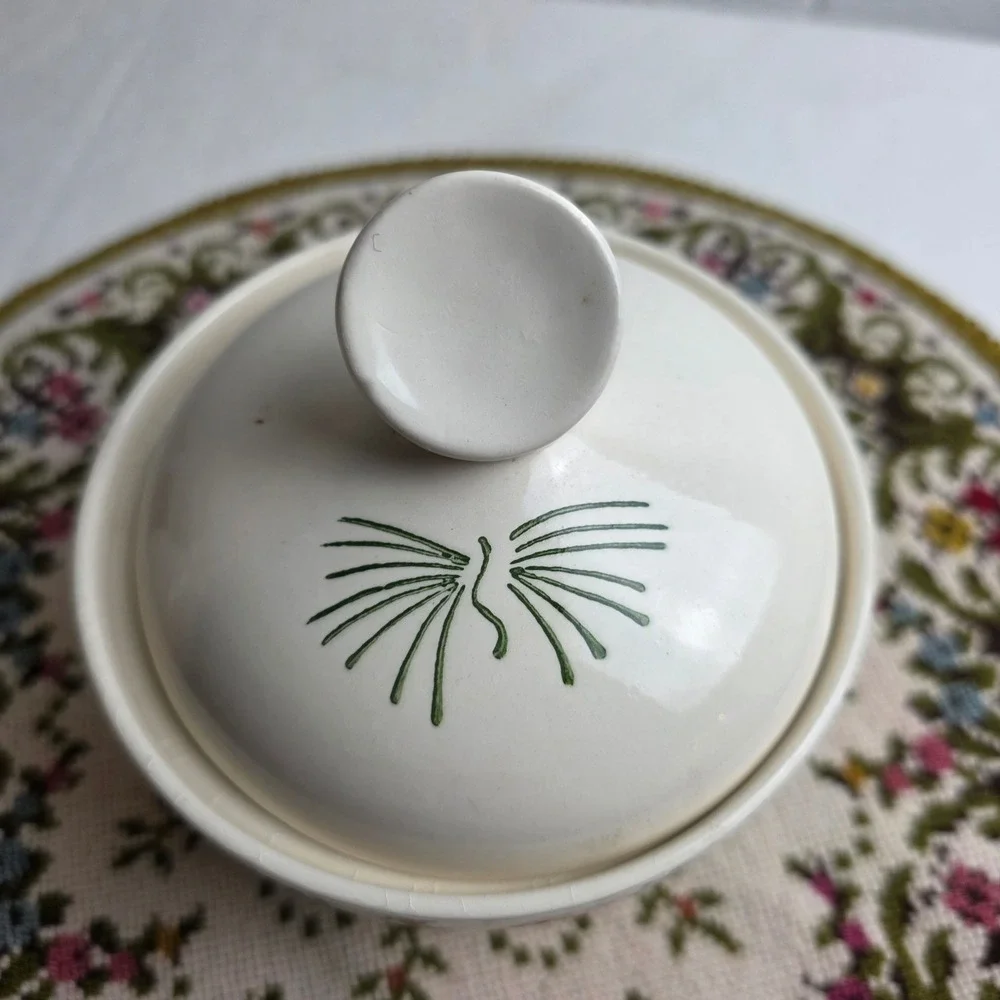 Vintage 1950s Stetson Marcrest Pine Cone Creamer Lidded Sugar Bowl Set MCM